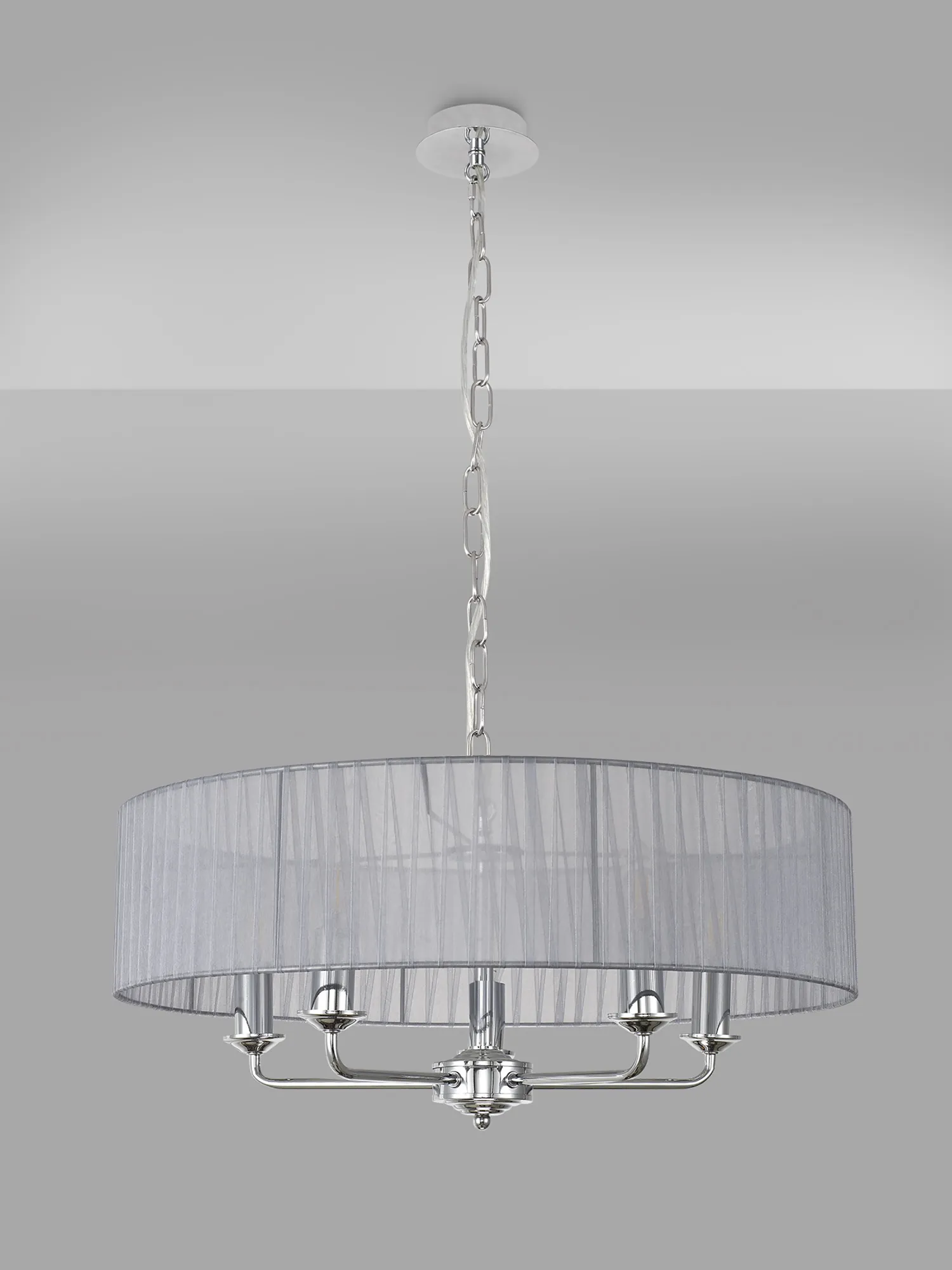 Banyan 45cm 3 Light Pendant Polished Chrome, Grey DK0864  Deco Banyan CH GR